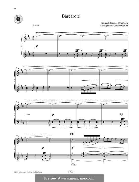 Barcarolle (Printable Scores): Версия для фортепиано by Жак Оффенбах