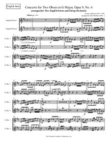 Concerto No.6 in G Major: For two english horns and strings – english horns parts by Томазо Альбинони