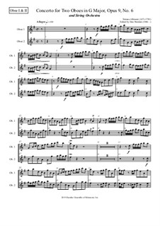 Concerto No.6 in G Major: For two oboes and string orchestra – oboes parts by Томазо Альбинони