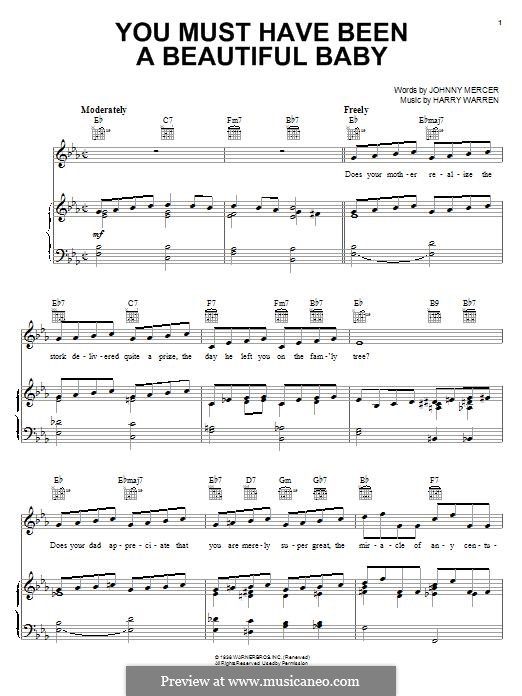 You Must Have Been a Beautiful Baby: Для голоса и фортепиано (или гитары) by Гарри Уоррен, Johnny Mercer