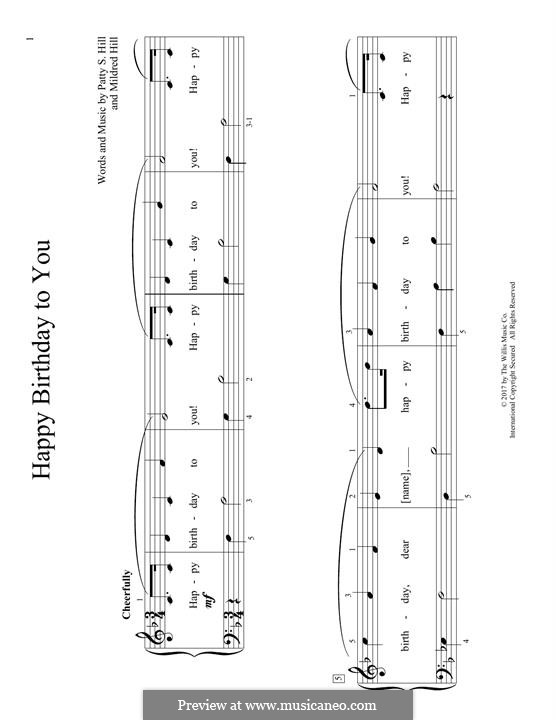 С днем рождения тебя: Для фортепиано by Милдред  Хилл
