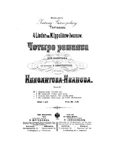 Четыре романса для баритона для фортепиано, Op.31: Четыре романса для баритона для фортепиано by Михаил Ипполитов-Иванов