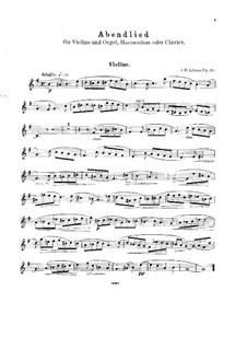 Abendlied für Violine und Orgel (oder Harmonium, oder Klavier), Op.26: Violinstimme by Иоганн Баренд Лицау