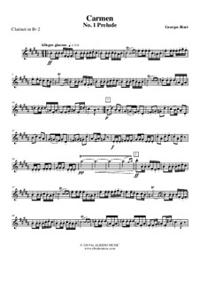 Первая сюита: Prelude - Clarinet in Bb 2 (Transposed Part) by Жорж Бизе