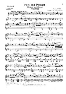 Overture to 'Poet and Peasant': Для струнных и фортепиано – партия первой скрипки by Франц фон Зуппе