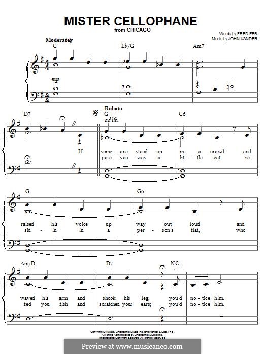 Mister Cellophane: Для фортепиано by John Kander