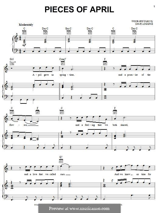 Pieces of April (Three Dog Night): Для голоса и фортепиано (или гитары) by Dave Loggins