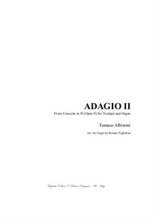 Fragments: Adagio II from 'Concerto in D'. Arrangement for Organ 3 staff by Томазо Альбинони