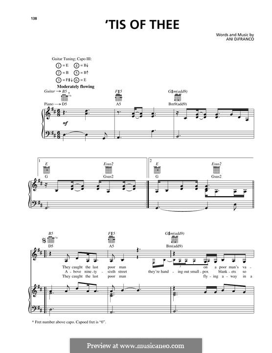 'Tis of Thee: Для голоса и фортепиано (или гитары) by Ani DiFranco