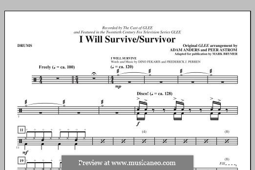 I Will Survive / Survivor (Glee Cast): Drums part by Adam Anders, Peer Åström