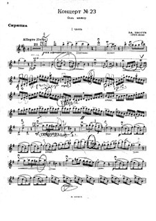Концерт для скрипки с оркестром No.23 соль мажор, G.98: Аллегро, для скрипки и фортепиано – Партия скрипки by Джованни Баттиста Виотти