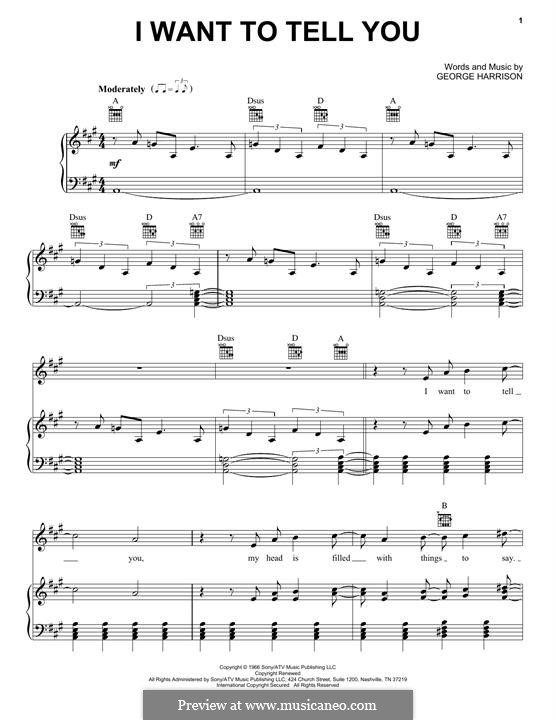 I Want to Tell You (The Beatles): Для голоса и фортепиано (или гитары) by George Harrison