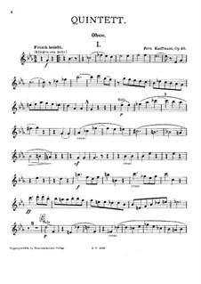 Квинтет для духовых ми-бемоль мажор, Op.40: Партия гобоя by Фриц Кауфман