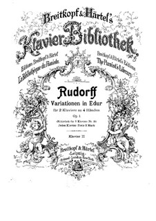 Вариации ми мажор для двух фортепиано в четыре руки, Op.1: Партия II фортепиано by Эрнст Рудорф