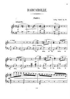 Баркарола для фортепиано и струнных (или двух фортепиано), Op.60: Партия фортепиано by Людвиг Шитте