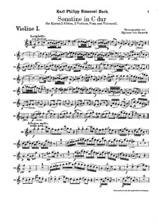 Сонатина для двух флейт, струнных и фортепиано до мажор, H 460: Скрипка I by Карл Филипп Эммануил Бах