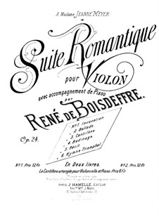 Романтическая сюита для скрипки и фортепиано, Op.24: Части No.1-3 – сольная партия by Рене де Буадефр