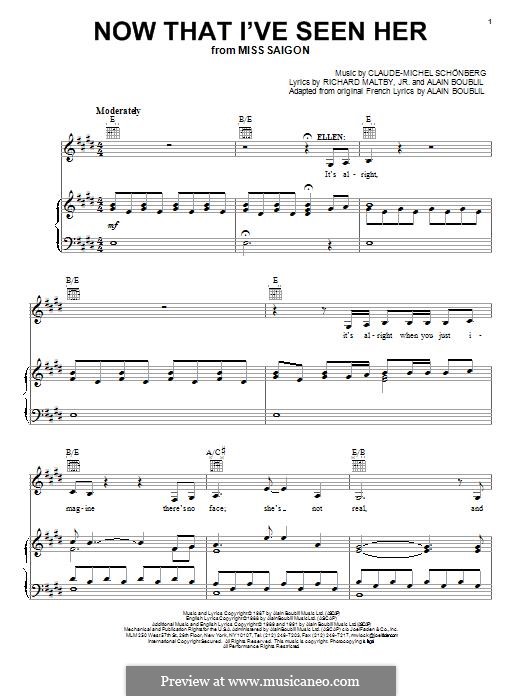 Now That I've Seen Her: Для голоса и фортепиано (или гитары) by Claude-Michel Schönberg