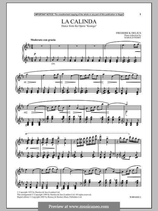 La Calinda (Dance from The Opera Koanga): Для фортепиано by Фредерик Делиус
