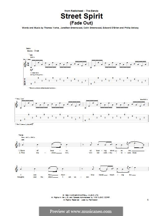 Street Spirit (Fade Out): Гитарная табулатура by Colin Greenwood, Ed O'Brien, Jonny Greenwood, Phil Selway, Thomas Yorke
