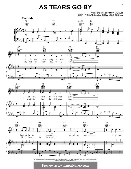 As Tears Go By (The Rolling Stones): Для голоса и фортепиано (или гитары) by Keith Richards, Mick Jagger