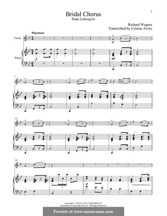 Bridal Chorus (Printable Scores): Для скрипки и фортепиано by Рихард Вагнер