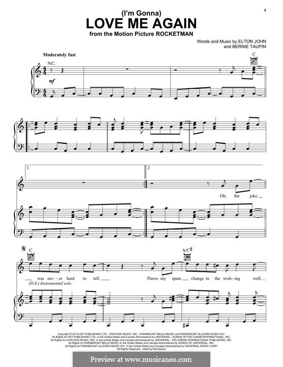 (I'm Gonna) Love Me Again (from Rocketman): Для голоса и фортепиано (или гитары) by Elton John