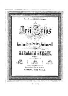 Три струнных трио, Op.85: Партия скрипки by Иоганн Германн Беренс