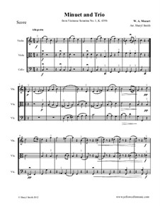 Minuet and Trio, K.439b: Arranged for string trio (violin, viola, cello) by Вольфганг Амадей Моцарт