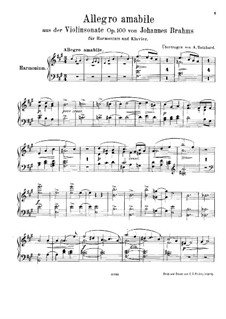 Соната для скрипки и фортепиано No.2 ля мажор, Op.100: Часть I. Версия для фисгармонии и фортепиано – Партия фисгармонии by Иоганнес Брамс