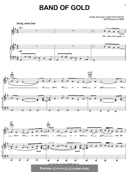 Band of Gold (Freda Payne): Для голоса и фортепиано (или гитары) by Edith Wayne, Ronald Dunbar