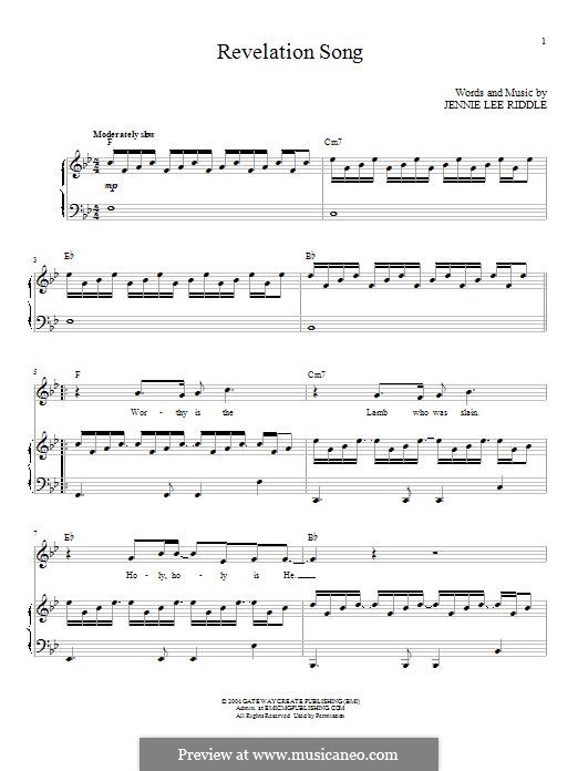 Revelation Song (Passion): Для голоса и фортепиано by Jennie Lee Riddle