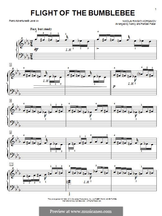 Полет шмеля: Для фортепиано (легкий уровень) by Николай Римский-Корсаков