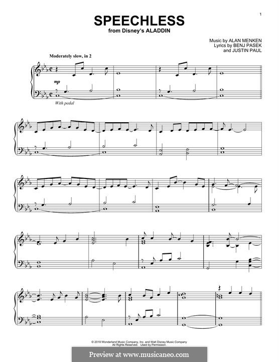 Speechless (from Disney's Aladdin): Для фортепиано by Alan Menken