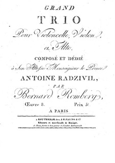 Большое струнное трио фа мажор, Op.8: Партия виолончели by Бернхард Ромберг