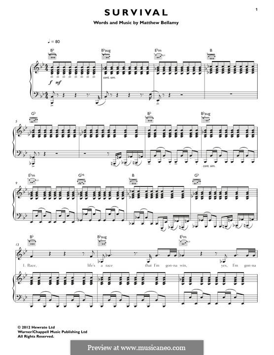 Survival (Muse): Для голоса и фортепиано by Matthew Bellamy