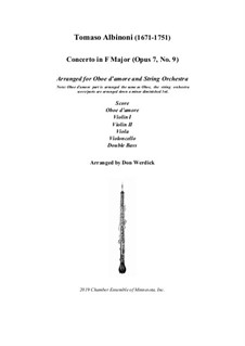 Concerto No.9 in F Major: For oboe d'amore and string orchestra – score, parts by Томазо Альбинони