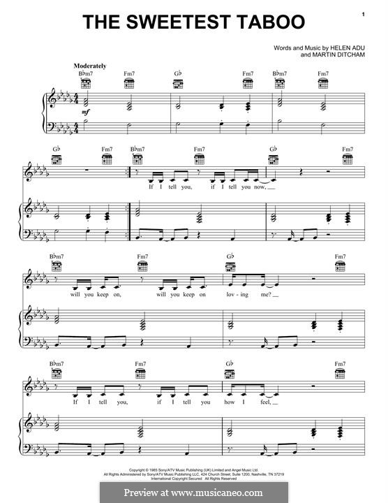 The Sweetest Taboo (Sade): Для голоса и фортепиано (или гитары) by Martin Ditcham, Helen Adu