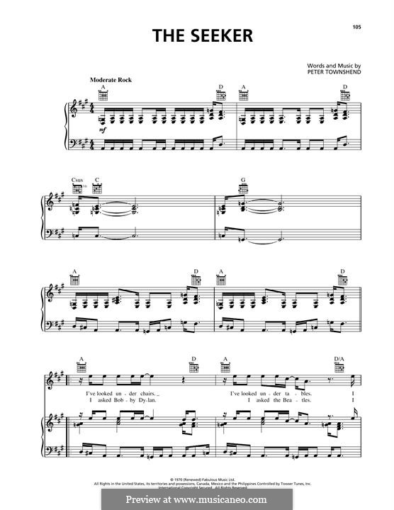 The Seeker (The Who): Для голоса и фортепиано (или гитары) by Peter Townshend