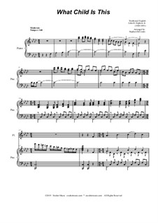 What Child is This: Duet for flute, Bb-clarinet and piano by folklore, John H. Hopkins Jr.