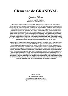 Четыре пьесы для английского рожка и фортепиано: Партитура, сольная партия by Мари Грандваль