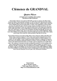 Четыре пьесы для английского рожка и фортепиано: Version for alto saxophone and piano by Мари Грандваль