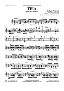 Teia (Toile, Web) for solo violin (viola version included): Teia (Toile, Web) for solo violin (viola version included) by Zoltan Paulinyi