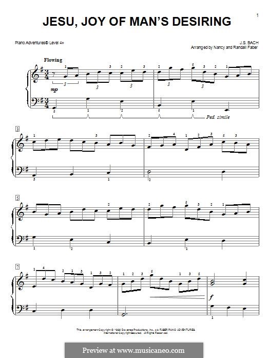 Jesu, Joy of Man's Desiring, for Piano: Easy version by Иоганн Себастьян Бах