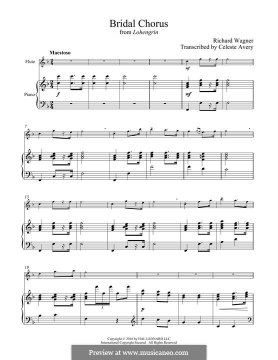 Bridal Chorus (Printable Scores): Для флейты и фортепиано by Рихард Вагнер