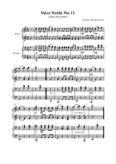 Благородные вальсы для фортепиано, D.969 Op.77: No.11, for piano four hands by Франц Шуберт