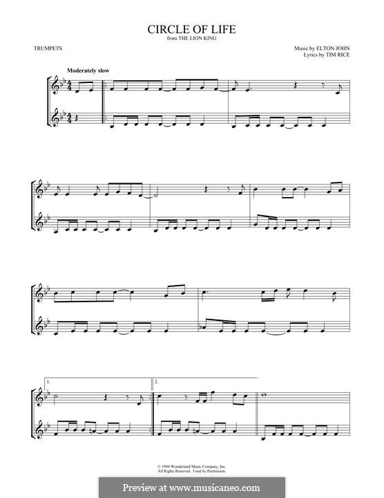 Instrumental version: For two trumpets by Elton John