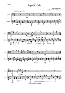 Пять песен, Op.94: No.4 Sapphic Ode, for cello and guitar by Иоганнес Брамс