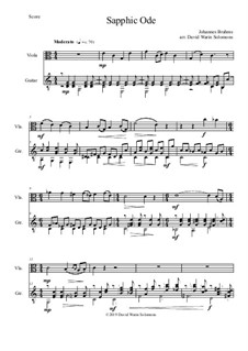 Пять песен, Op.94: No.4 Sapphic Ode, for viola and guitar by Иоганнес Брамс