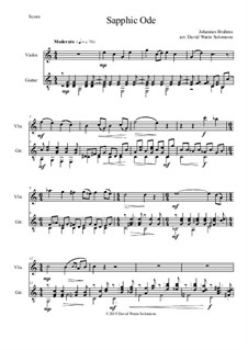 Пять песен, Op.94: No.4 Sapphic Ode, for violin and guitar by Иоганнес Брамс